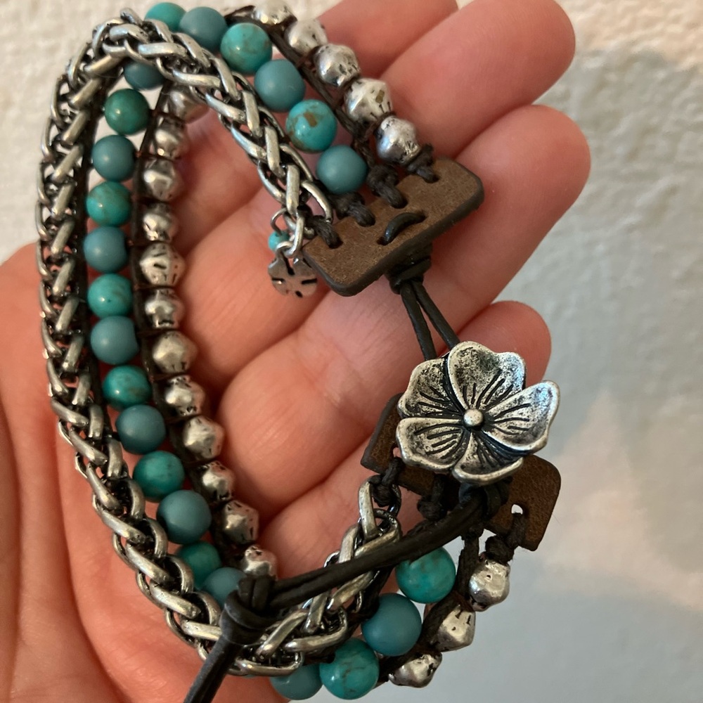Lucky Brand Silver and Turquoise Multi-Strand Bracelet - Picture 3 of 3